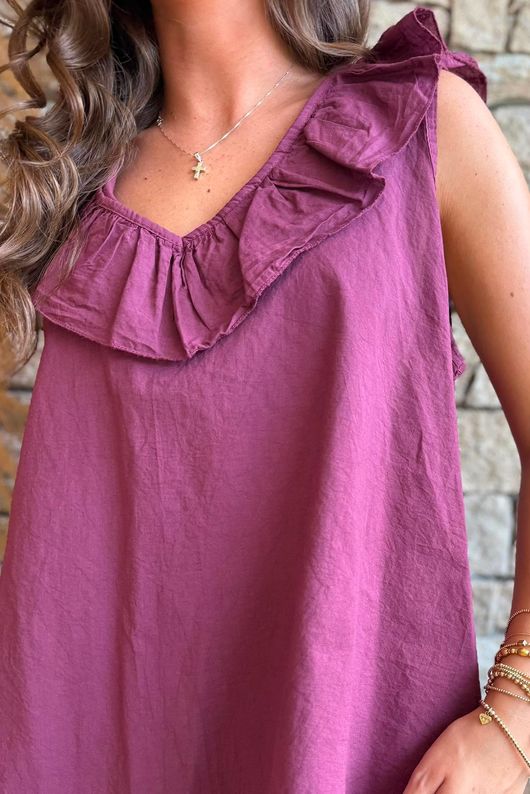 Larc Frill Tank Aubergine